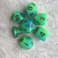 Load image into Gallery viewer, A set of 7 two-color luminous digital dice