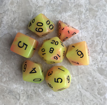 Load image into Gallery viewer, A set of 7 two-color luminous digital dice