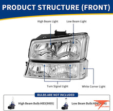 Load image into Gallery viewer, FOR 200 -2006 CHEVY SILVERADO 1500 2500 BLACK HOUSING AMBER SIDE HEADLIGHTS LAMP