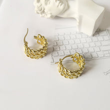 Load image into Gallery viewer, Women&#39;s golden semicircle chain braided earrings
