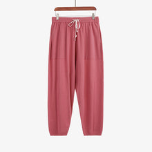 Load image into Gallery viewer, 大码女装高腰直筒抽绳裤子2021秋新款胖mm宽松显瘦针织裤女20138
