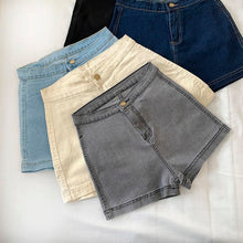 Load image into Gallery viewer, 大码弹力牛仔短裤女夏季2021年新款潮弹力网红高腰显瘦百搭热裤子
