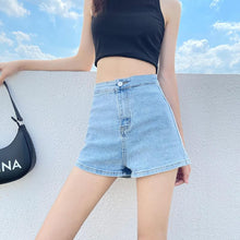 Load image into Gallery viewer, 大码弹力牛仔短裤女夏季2021年新款潮弹力网红高腰显瘦百搭热裤子

