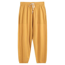 Load image into Gallery viewer, 大码女装高腰直筒抽绳裤子2021秋新款胖mm宽松显瘦针织裤女20138
