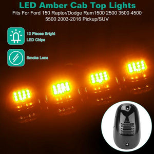 5pcs Roof Top Cab Ligth Marker Running LED Lights Smoked Lens Amber Fog Lights