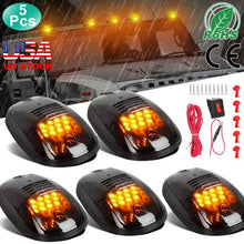 Load image into Gallery viewer, 5pcs Roof Top Cab Ligth Marker Running LED Lights Smoked Lens Amber Fog Lights
