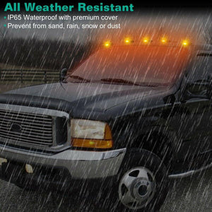 5pcs Roof Top Cab Ligth Marker Running LED Lights Smoked Lens Amber Fog Lights
