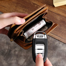Load image into Gallery viewer, 工厂货源亚马逊热销真皮钱包封堵RFID扫描男士钱夹短款硬币零钱包
