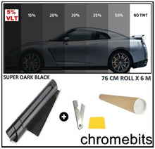Load image into Gallery viewer, PRO LIMO BLACK 5% CAR WINDOW TINT ROLL 6M x 76CM FILM TINTING
