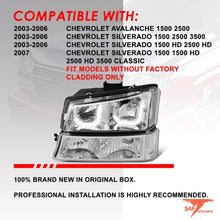 Load image into Gallery viewer, FOR 200 -2006 CHEVY SILVERADO 1500 2500 BLACK HOUSING AMBER SIDE HEADLIGHTS LAMP
